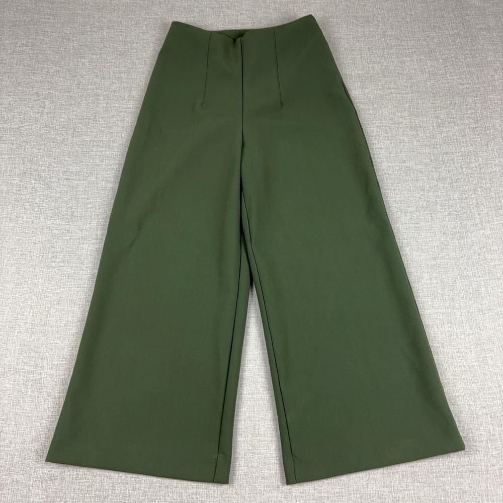 Joie Womens Size 2 Olive Green Wide Leg Crepe High Rise Dress Pants Trousers - Picture 1 of 12